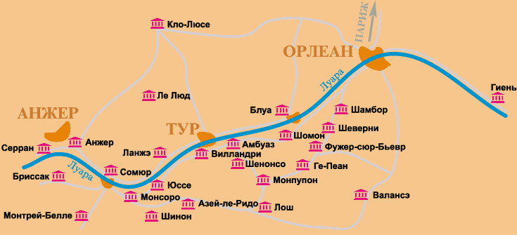 Карта Замков Луары